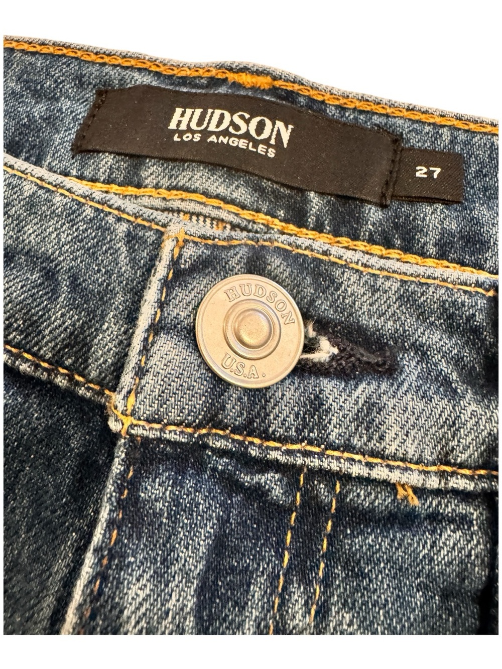 Hudson Jeans Hana Shorts in Blue Distressed Splattered Denim - Picture 6 of 9